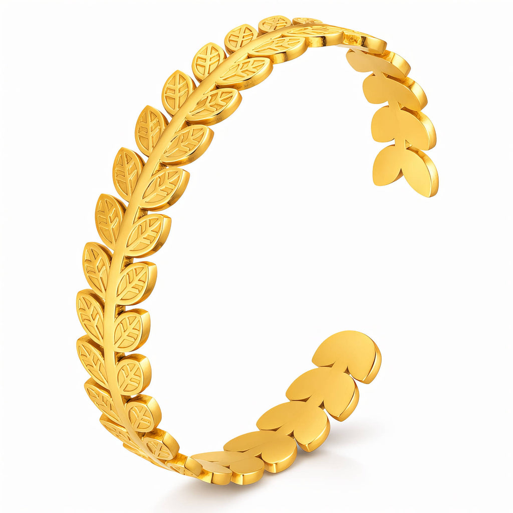 Leaves Bracelet, 18K Gold Plated Steel