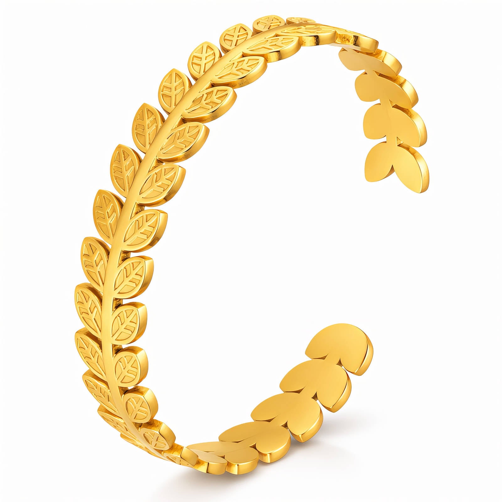 Leaves Bracelet, 18K Gold Plated Steel