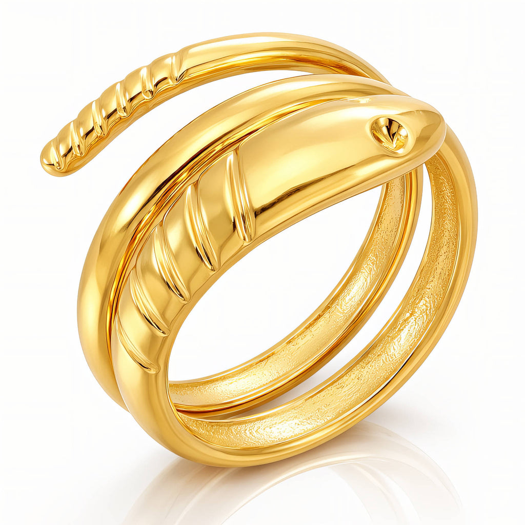Snakes Ring, 18K Gold Plated Steel