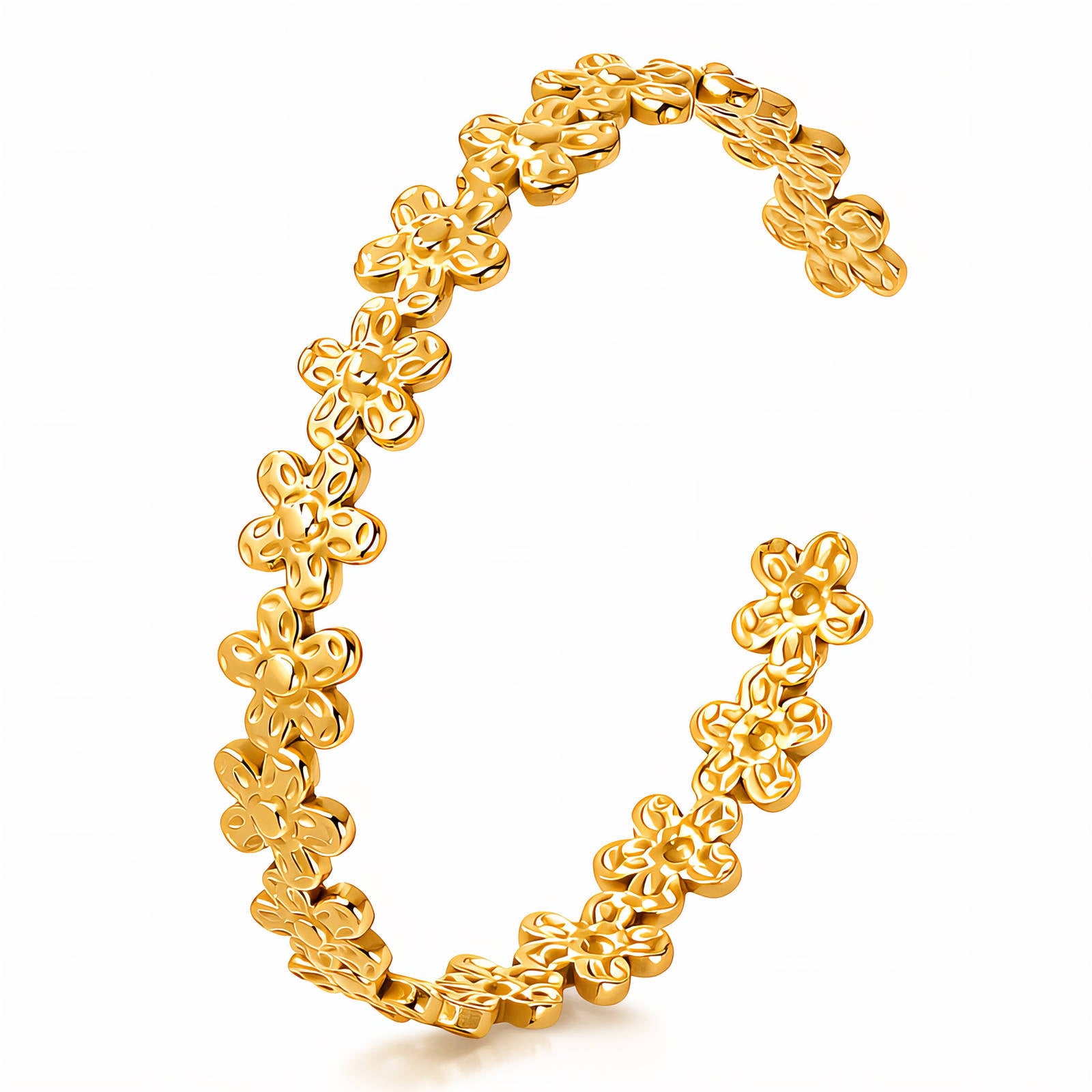 Flowers Bracelet, 18K Gold Plated Steel