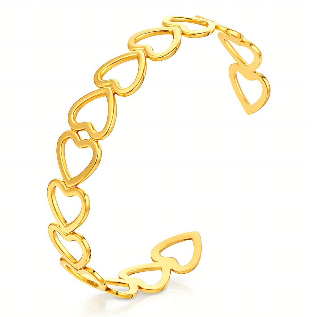 Hearts Bracelet, 18K Gold Plated Steel