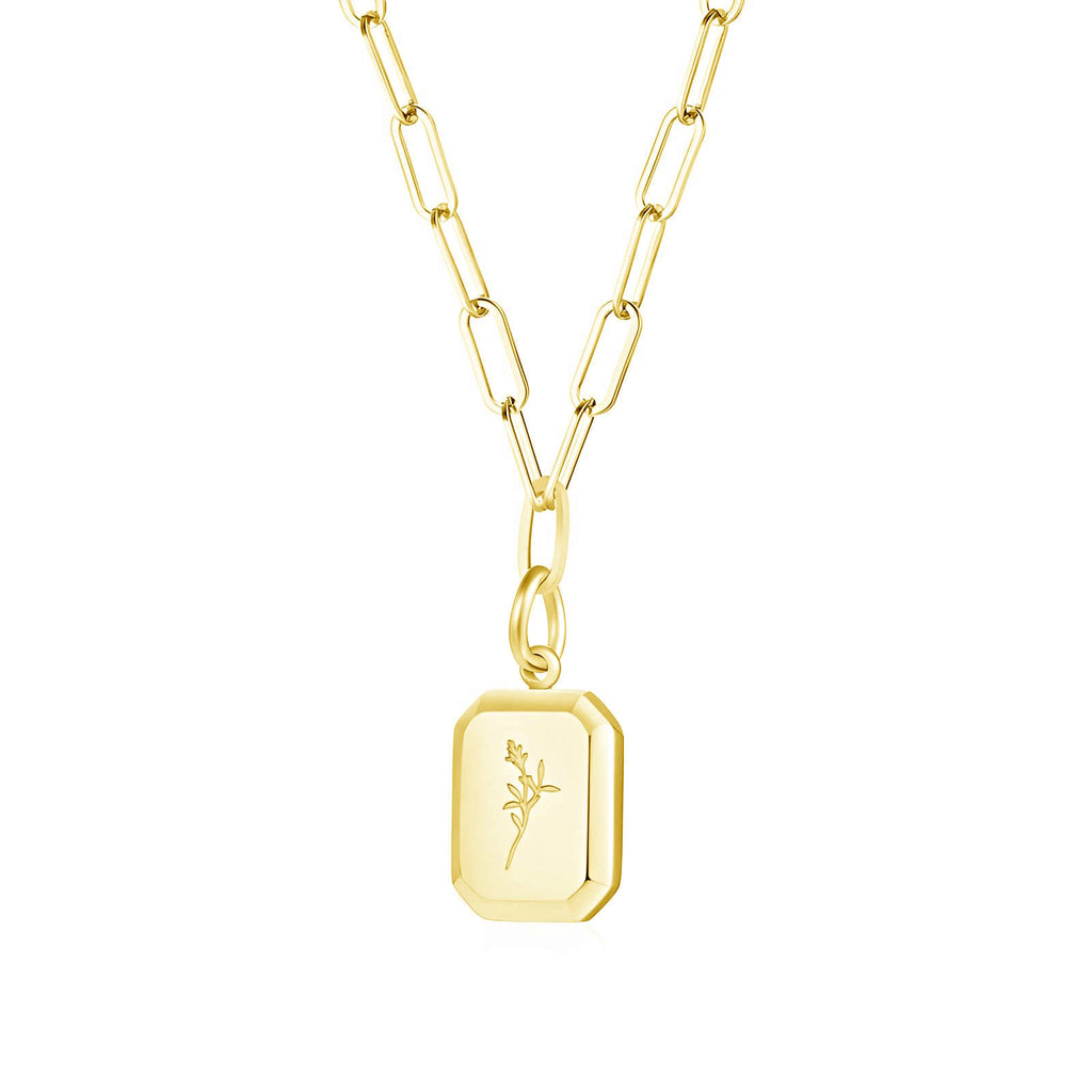 Flower Necklace, 18K Gold Plated Steel