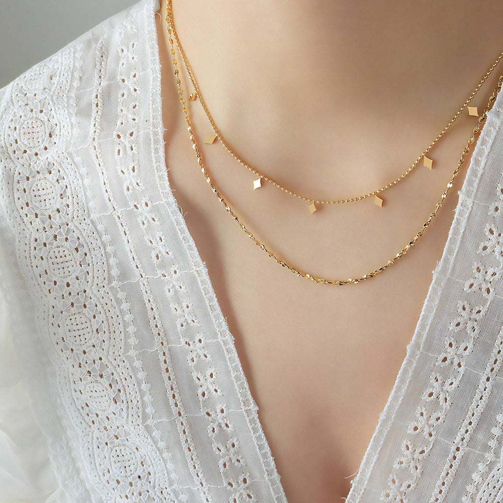 Necklace, 18K Gold Plated Steel