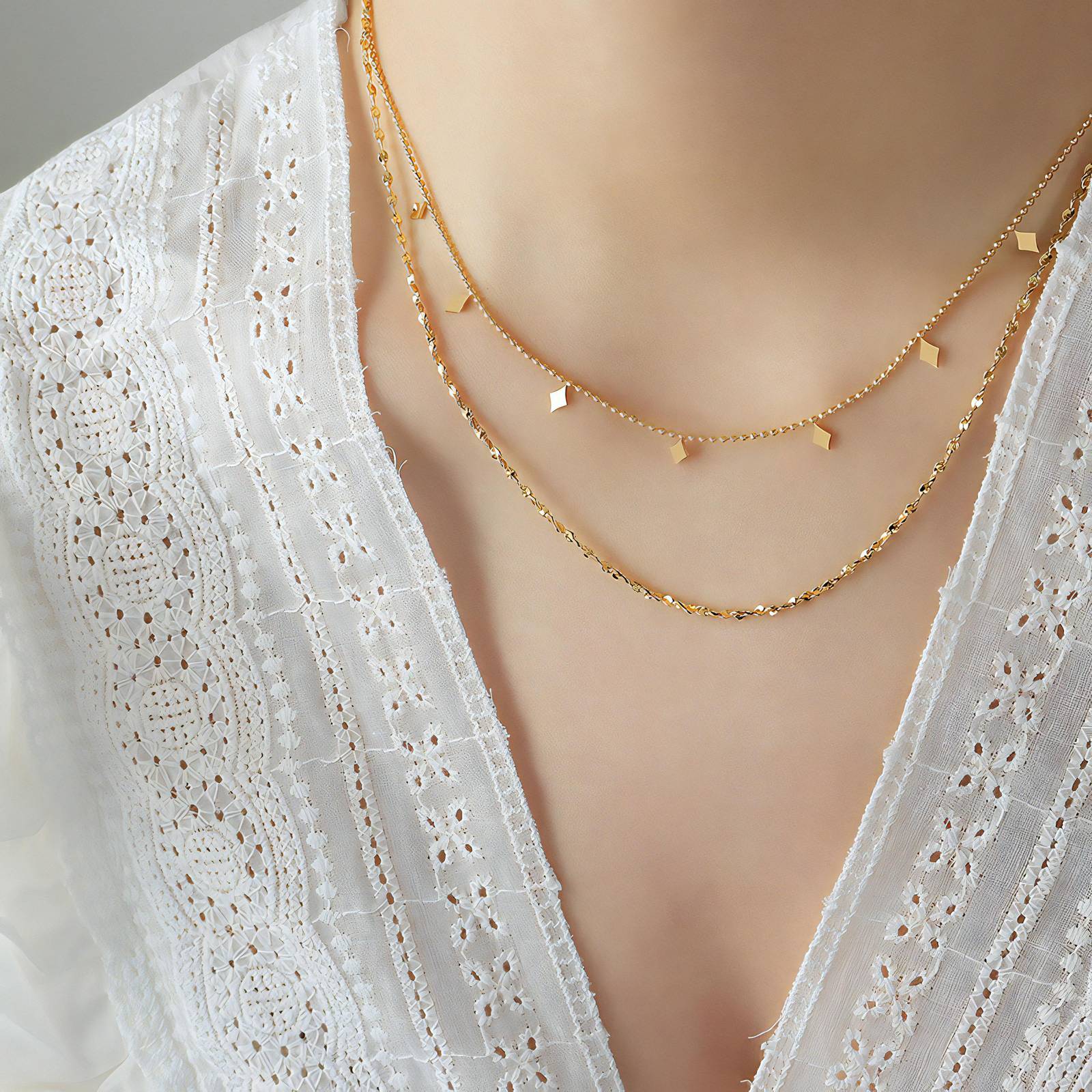 Necklace, 18K Gold Plated Steel