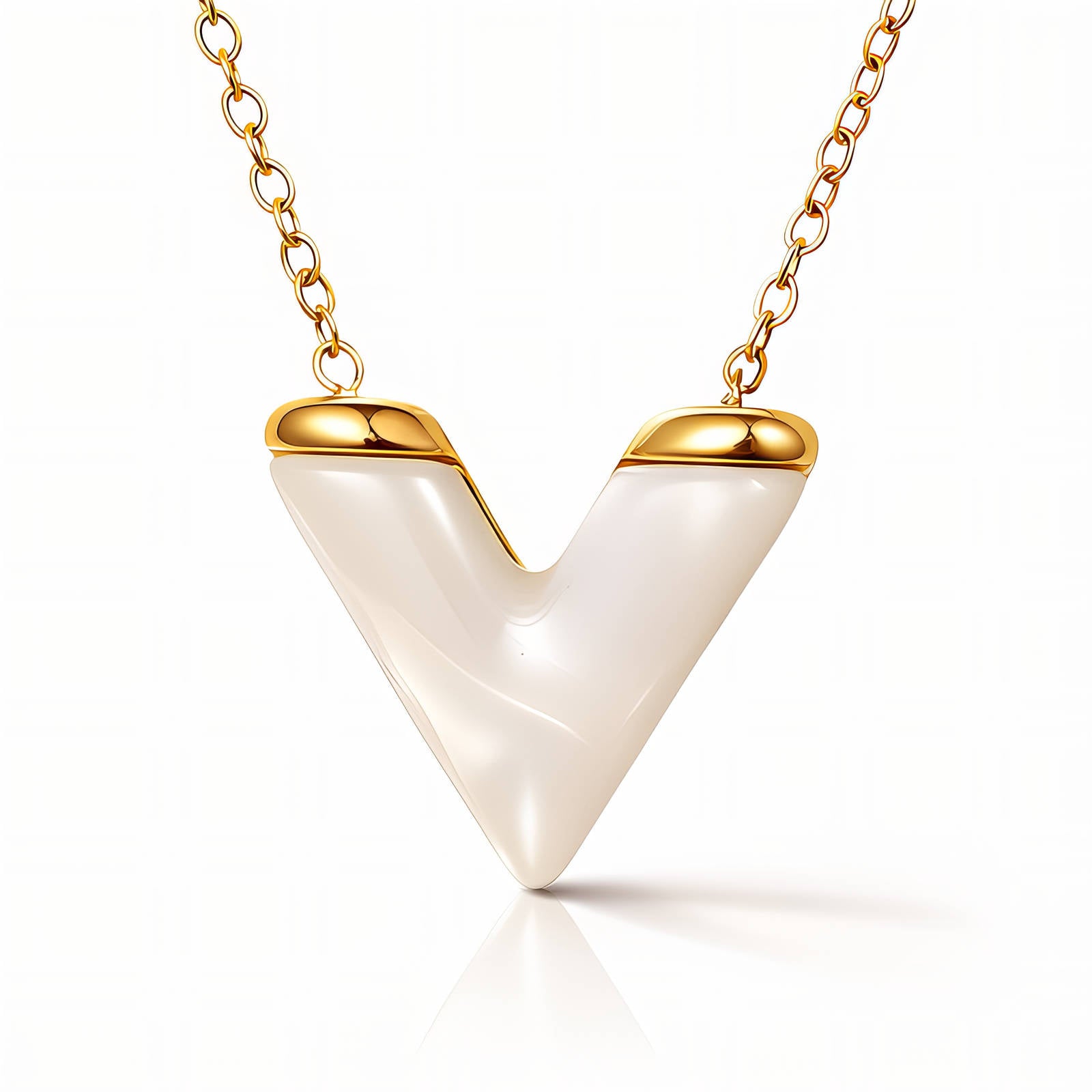 V Necklace, 18K Gold Plated Steel