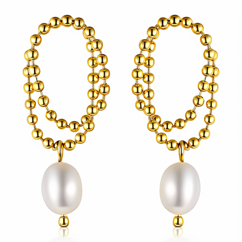 Earrings, 18K Gold Plated Steel