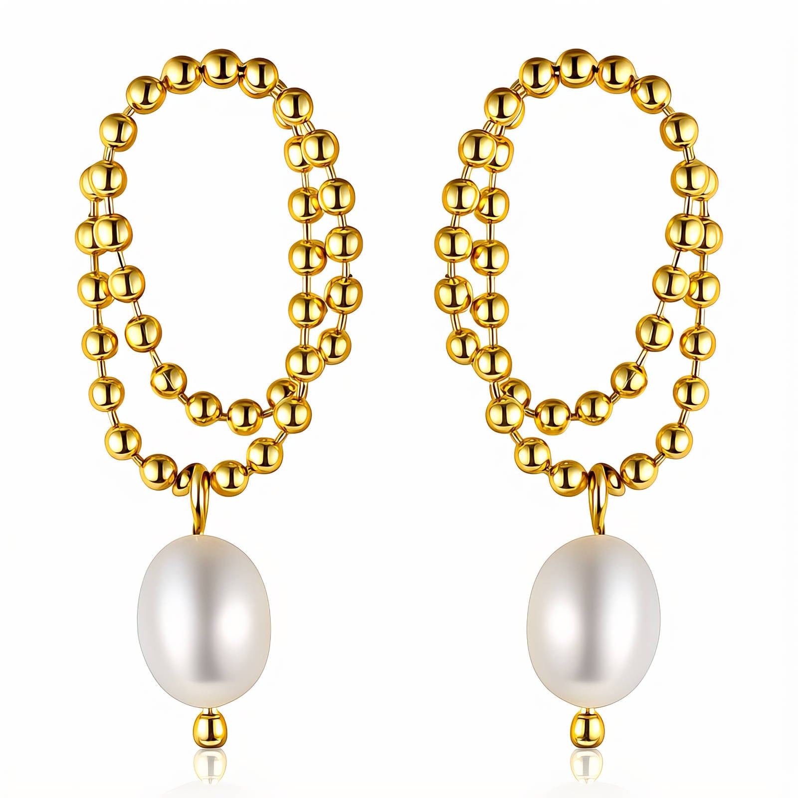 Earrings, 18K Gold Plated Steel