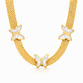 Butterflies Necklace, 18K Gold Plated Steel
