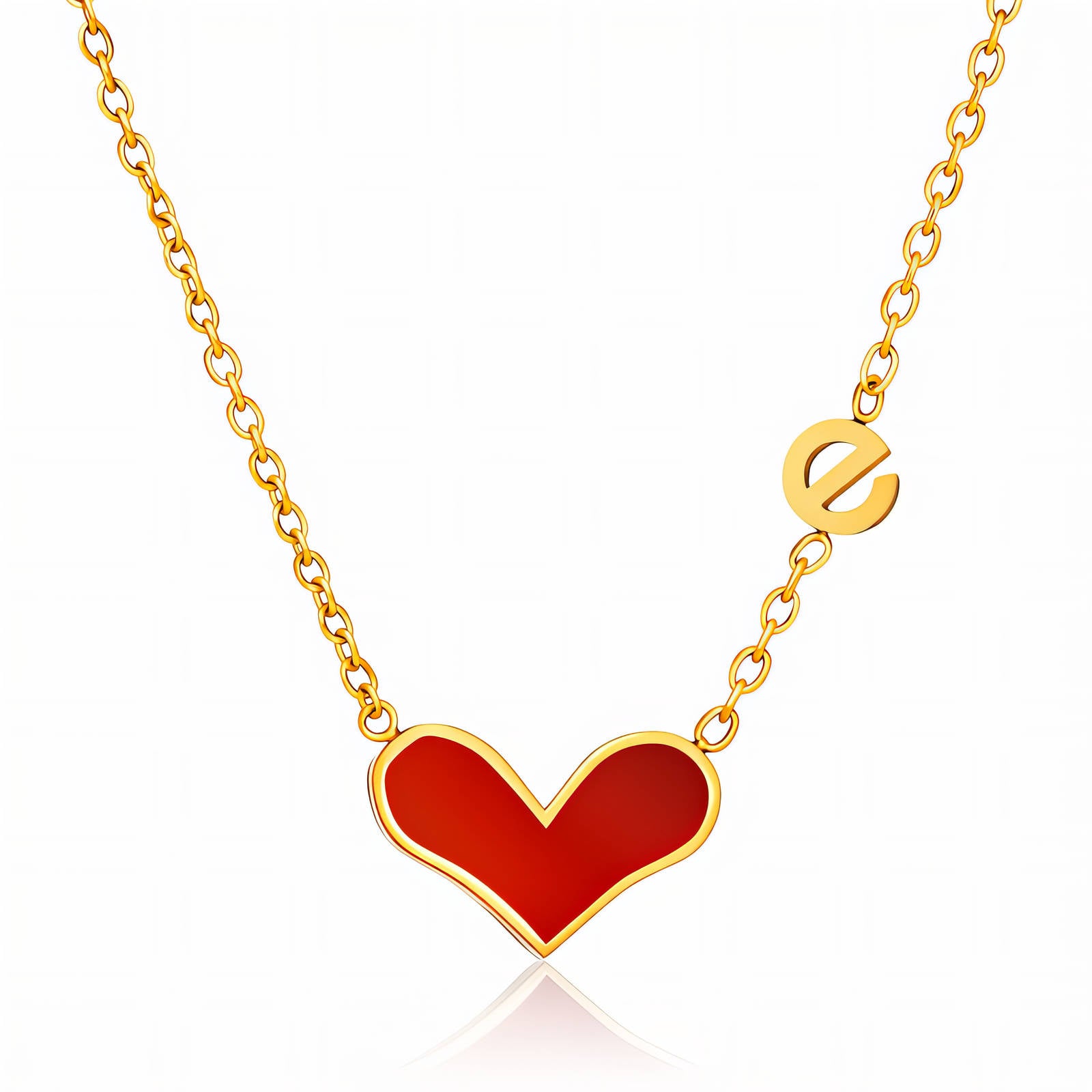 Heart Necklace, 18K Gold Plated Steel
