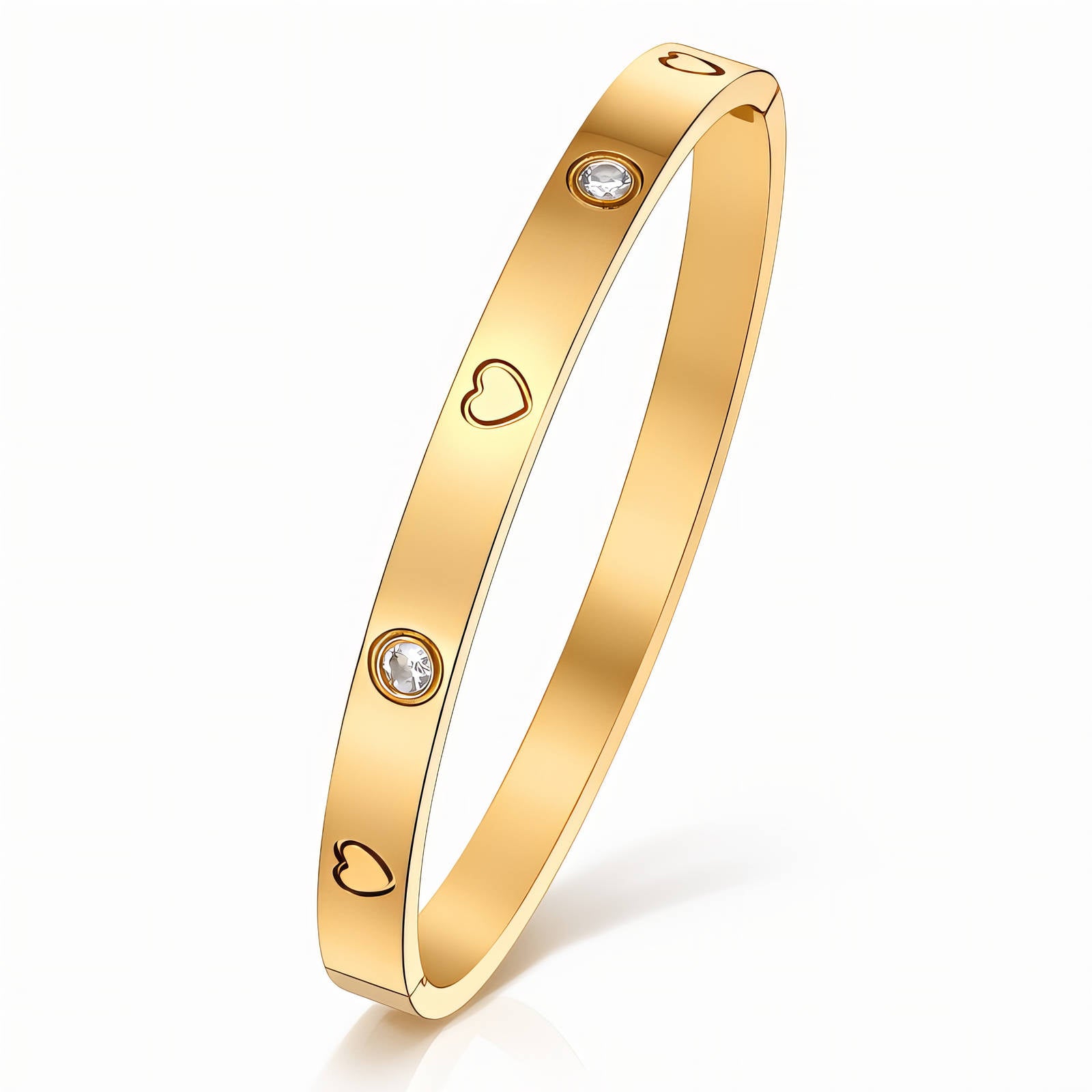 Hearts Bracelet, 18K Gold Plated Steel