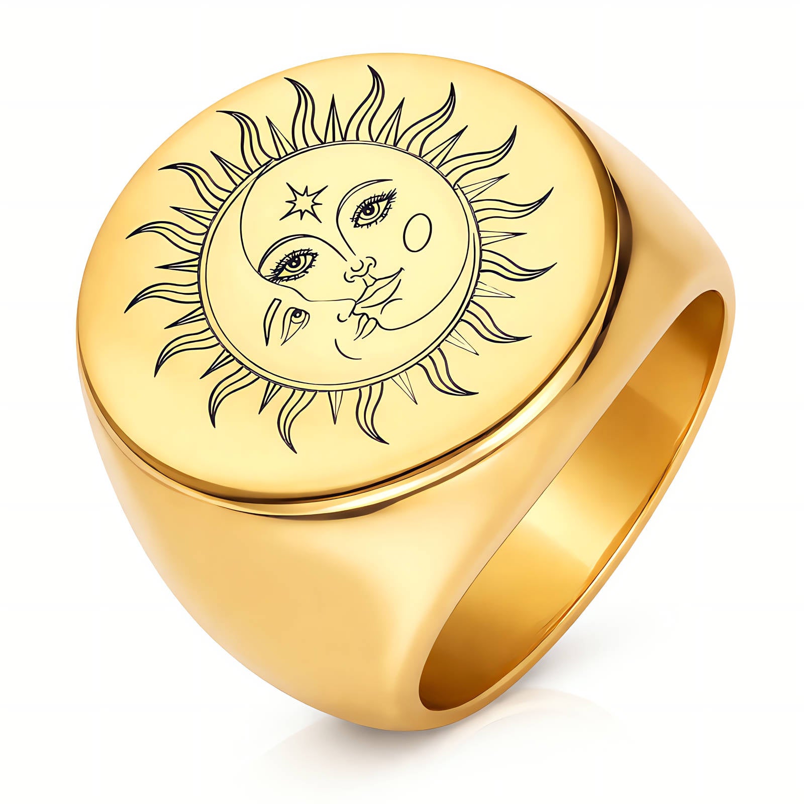 Sun Ring, 18K Gold Plated Steel
