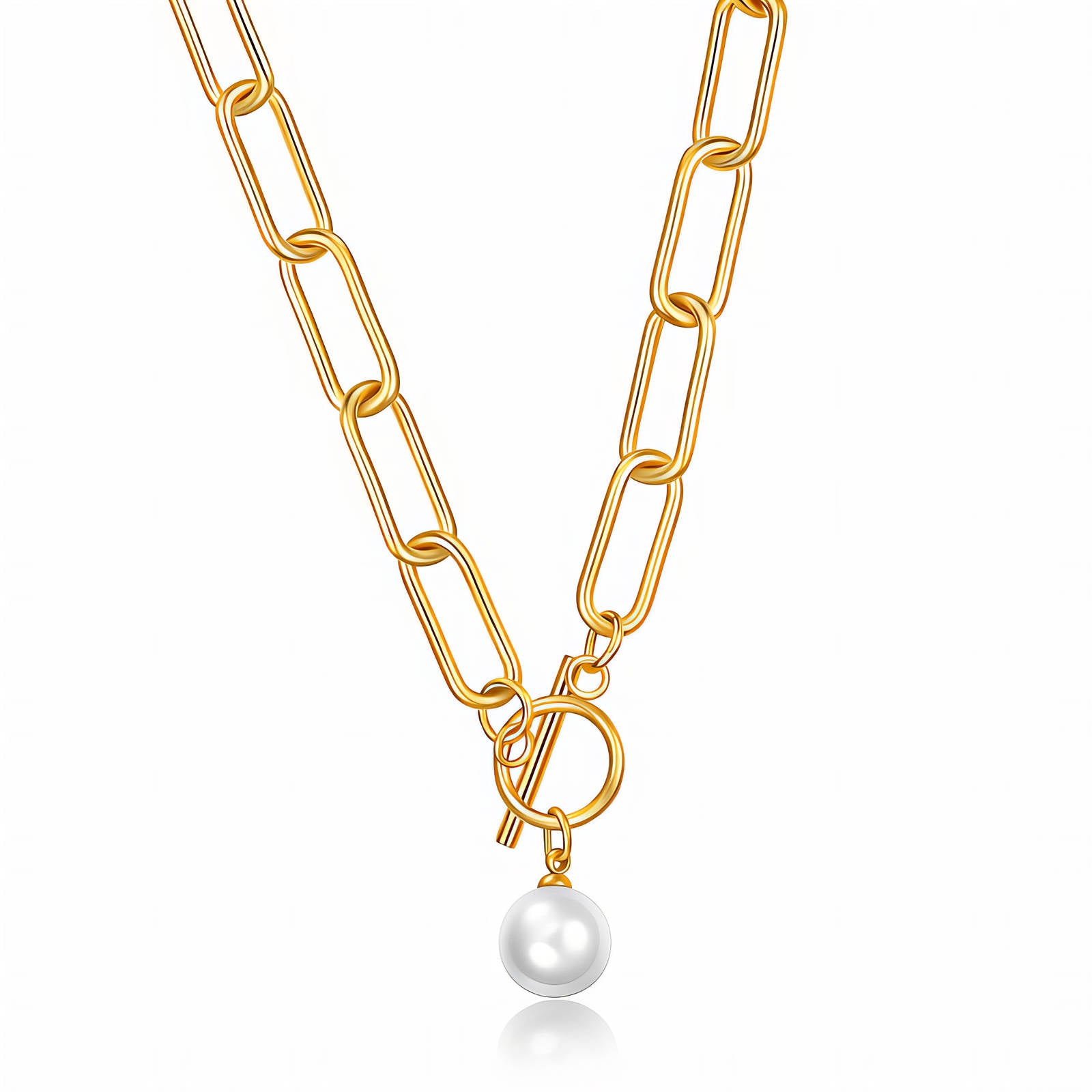 Necklace, 18K Gold Plated Steel
