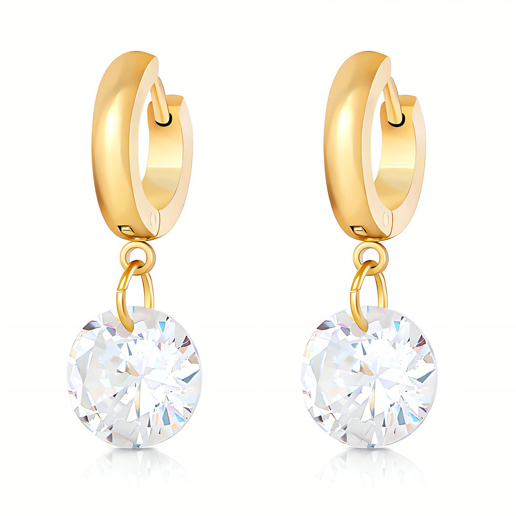 Earrings, 18K Gold Plated Steel