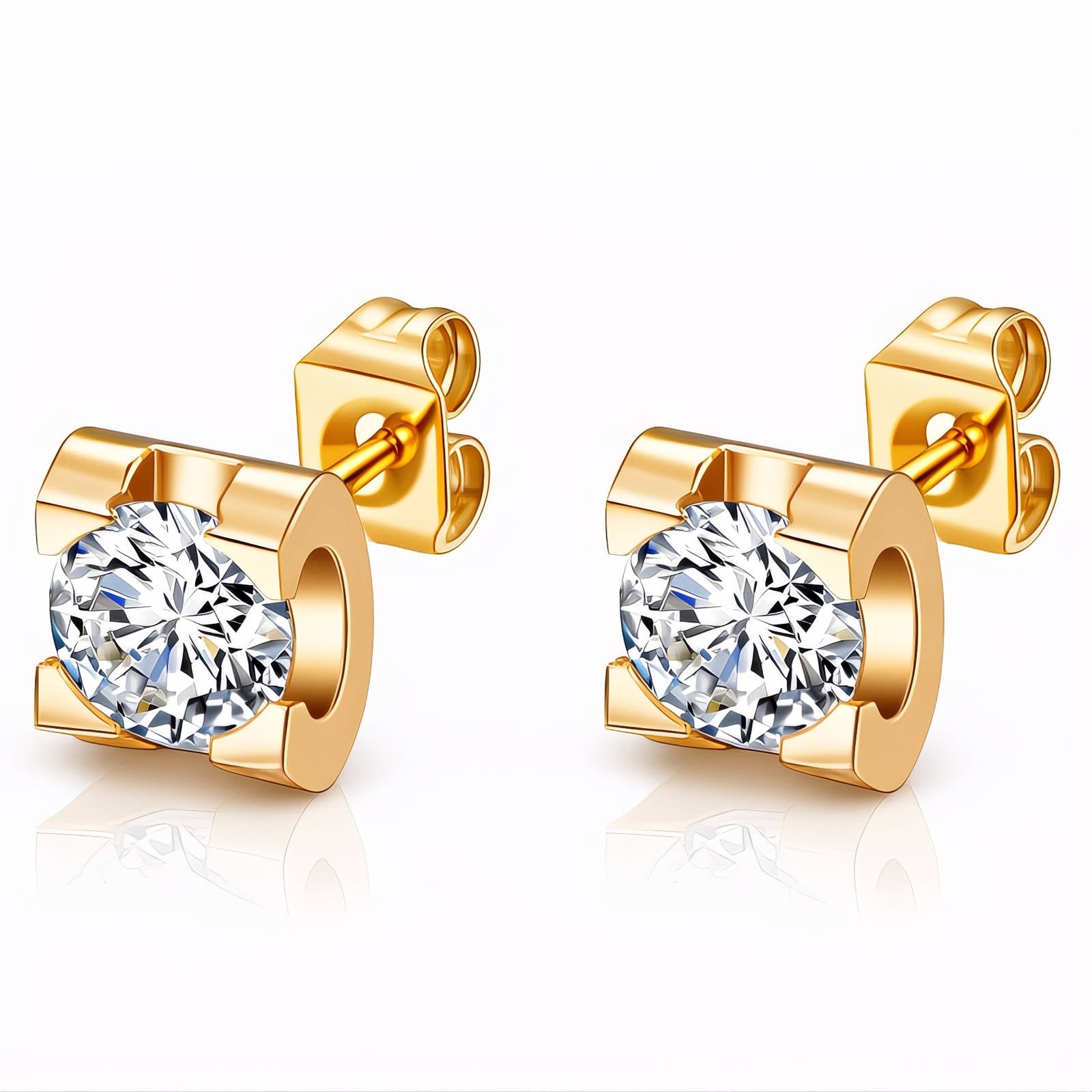 Earrings, 18K Gold Plated Steel
