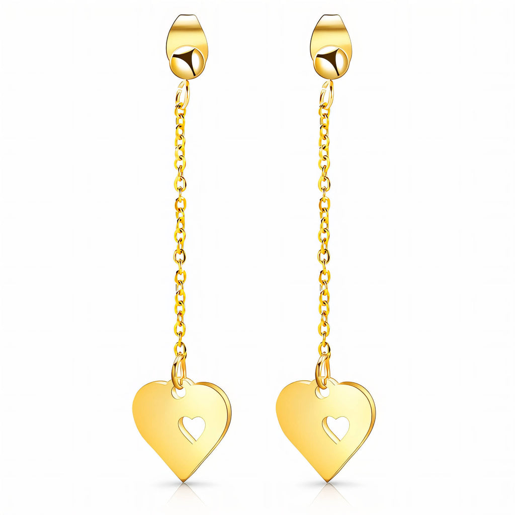 Hearts Earrings, 18K Gold Plated Steel