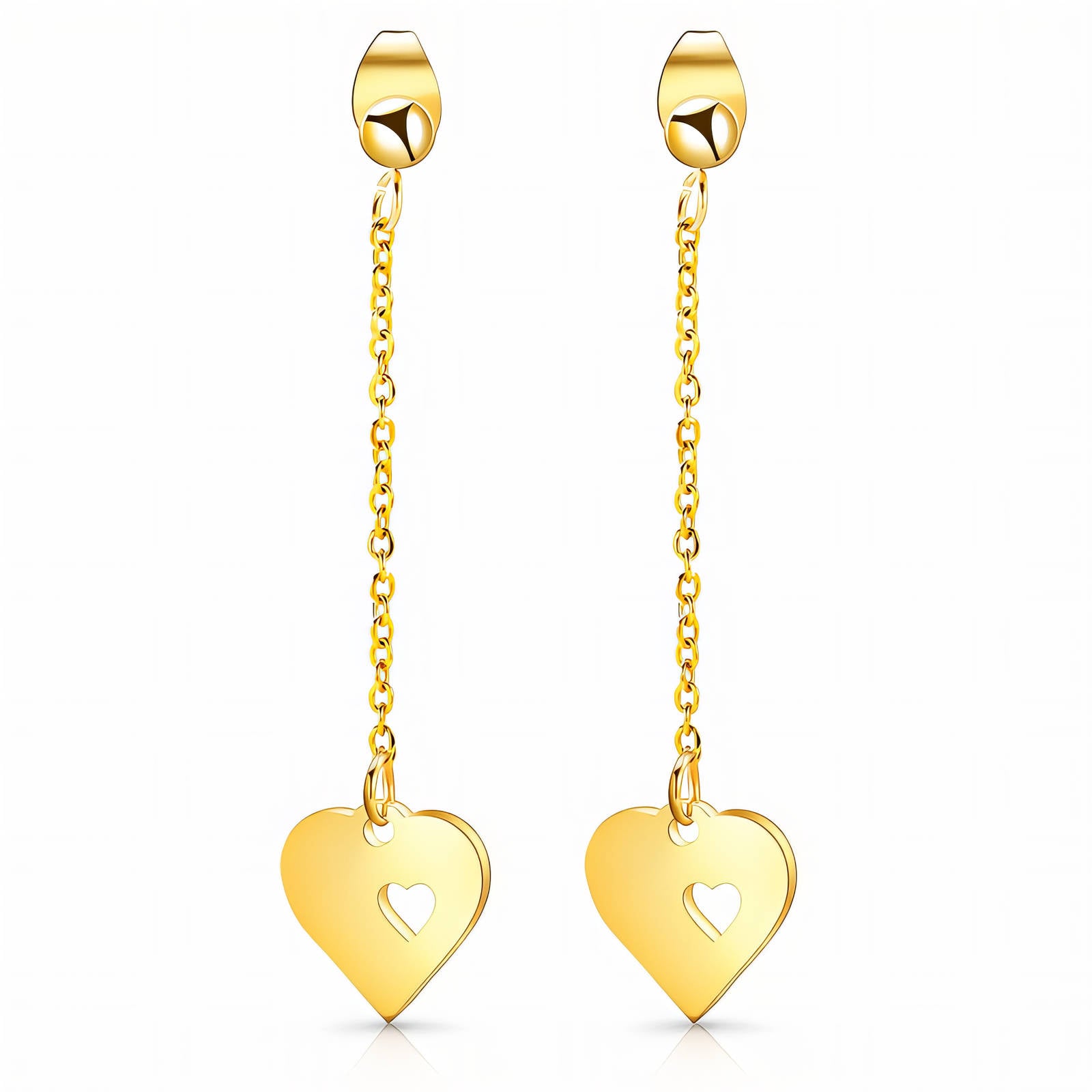 Hearts Earrings, 18K Gold Plated Steel