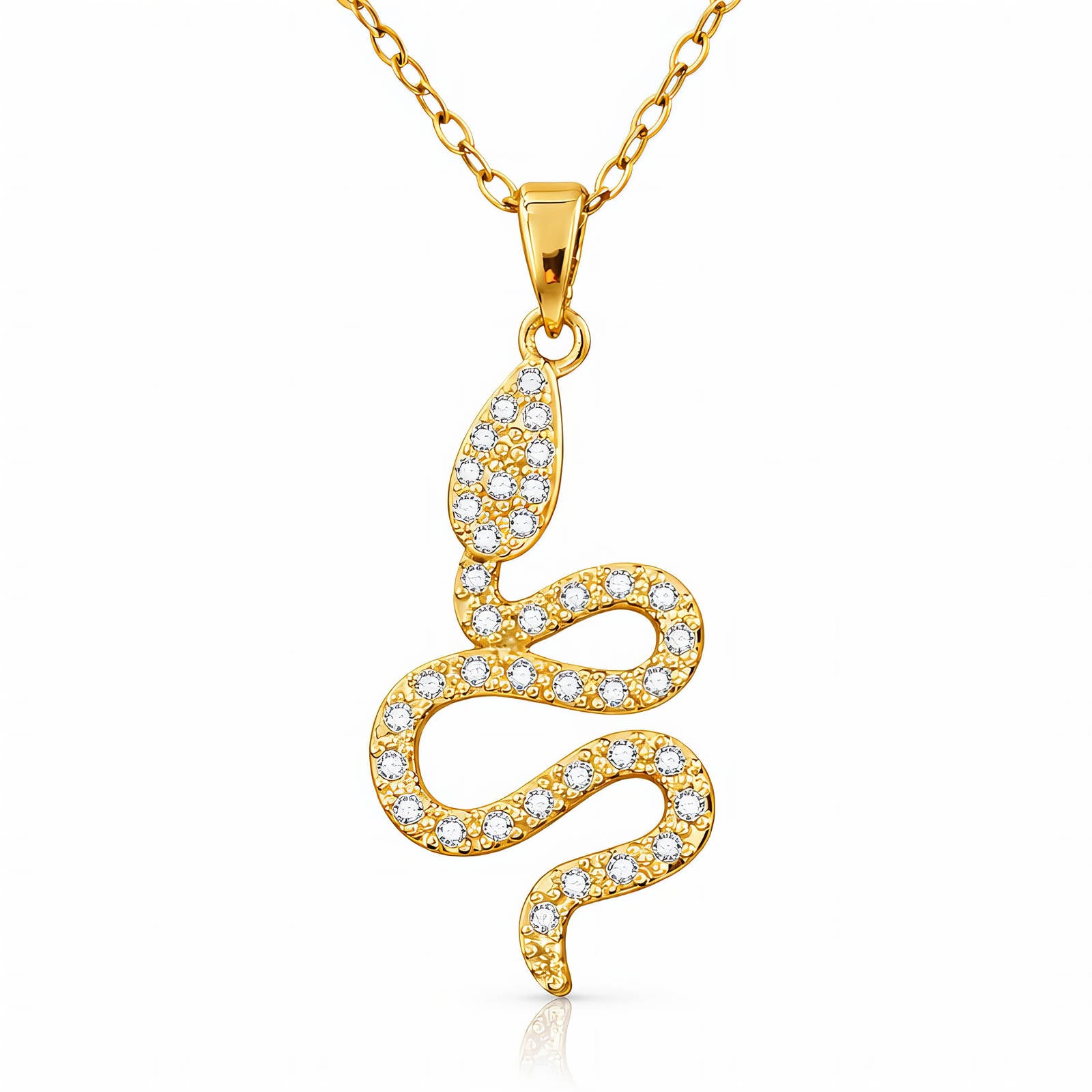Snake Necklace, 18K Gold Plated Steel