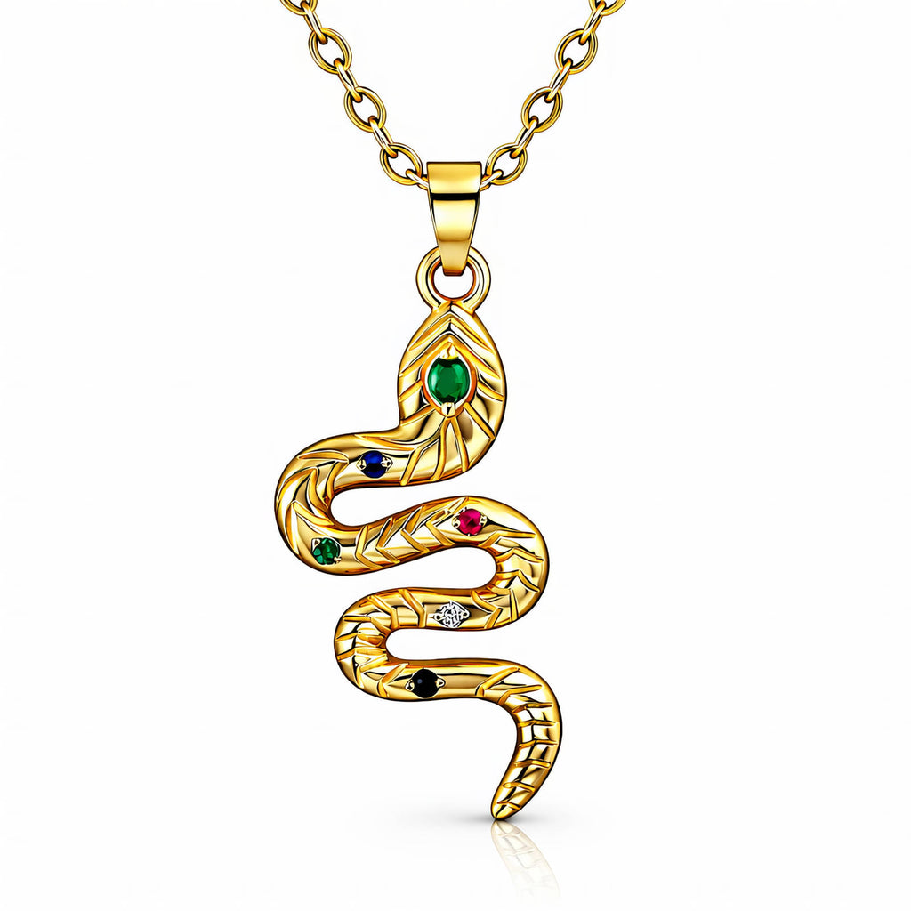 Snake Necklace, 18K Gold Plated Steel