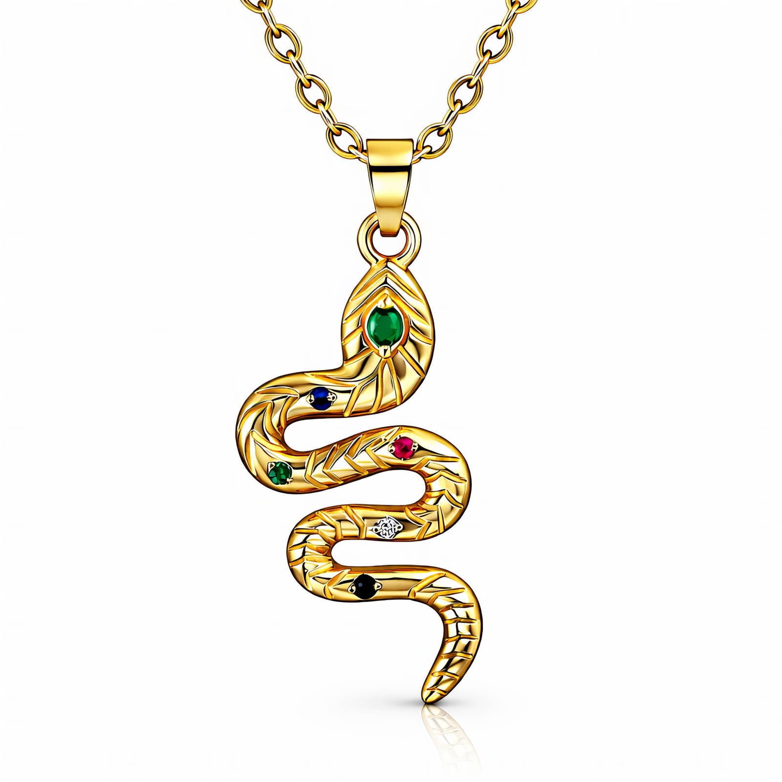 Snake Necklace, 18K Gold Plated Steel