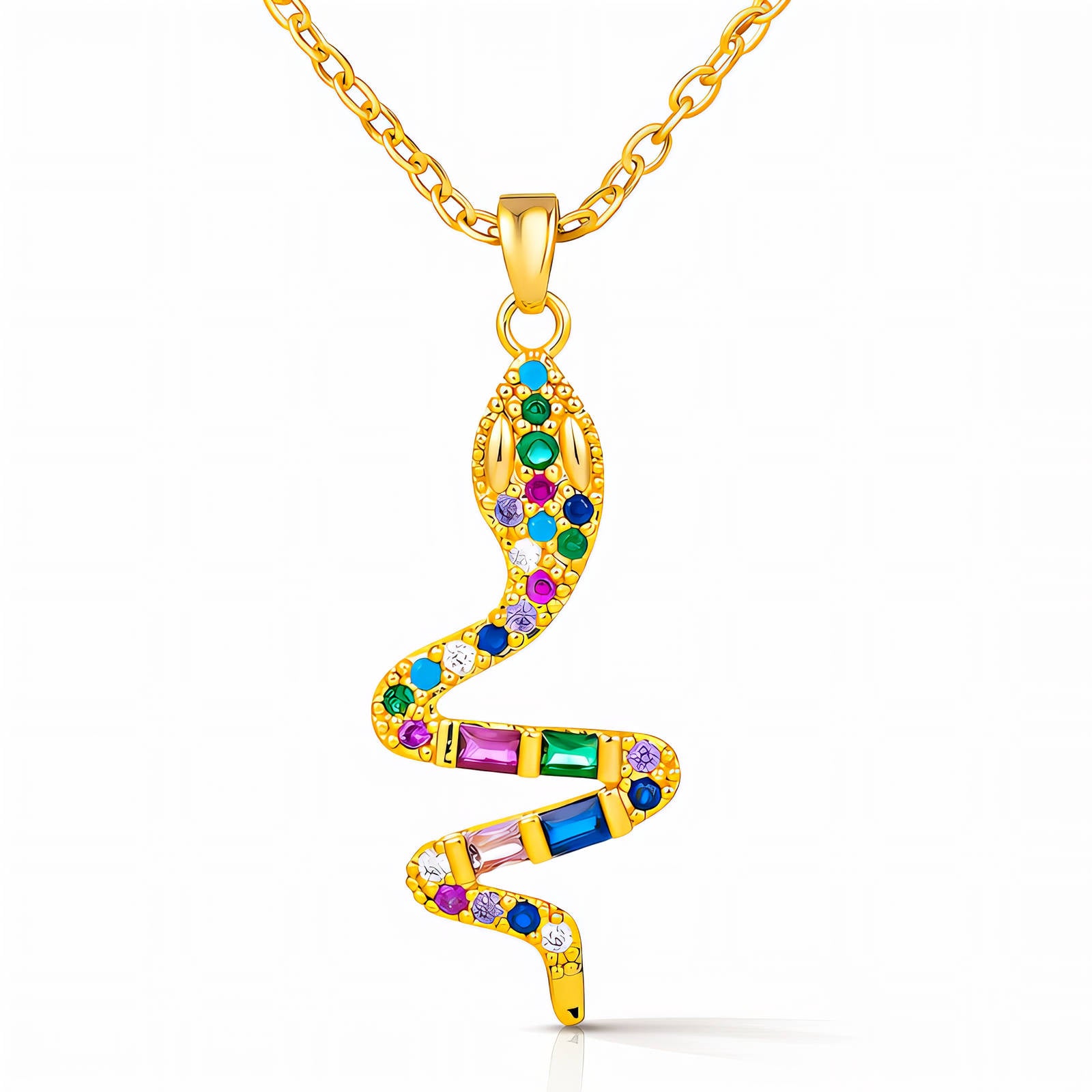 Snake Necklace, 18K Gold Plated Steel