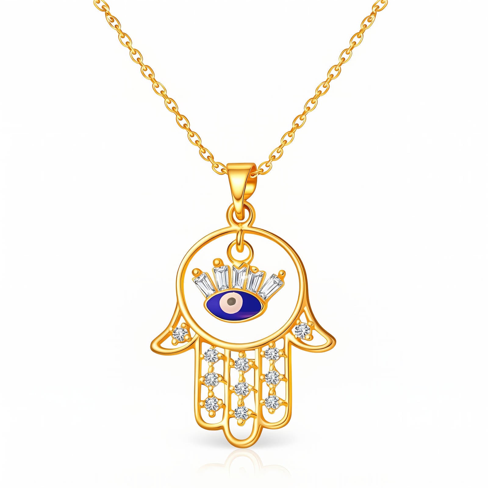 evil eye Necklace, 18K Gold Plated Steel