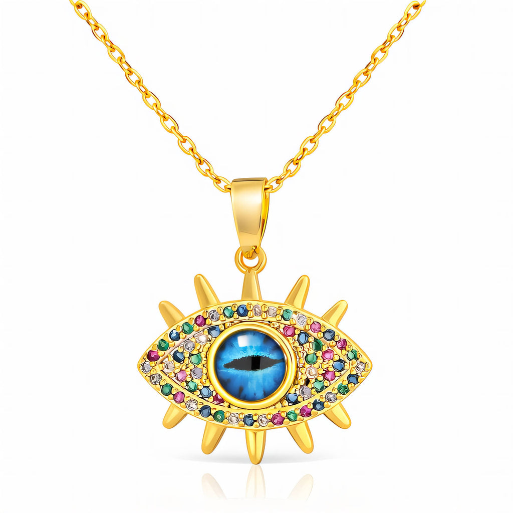 evil eye Necklace, 18K Gold Plated Steel