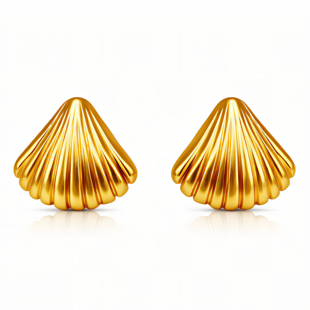 Seashells Earrings, 18K Gold Plated Steel
