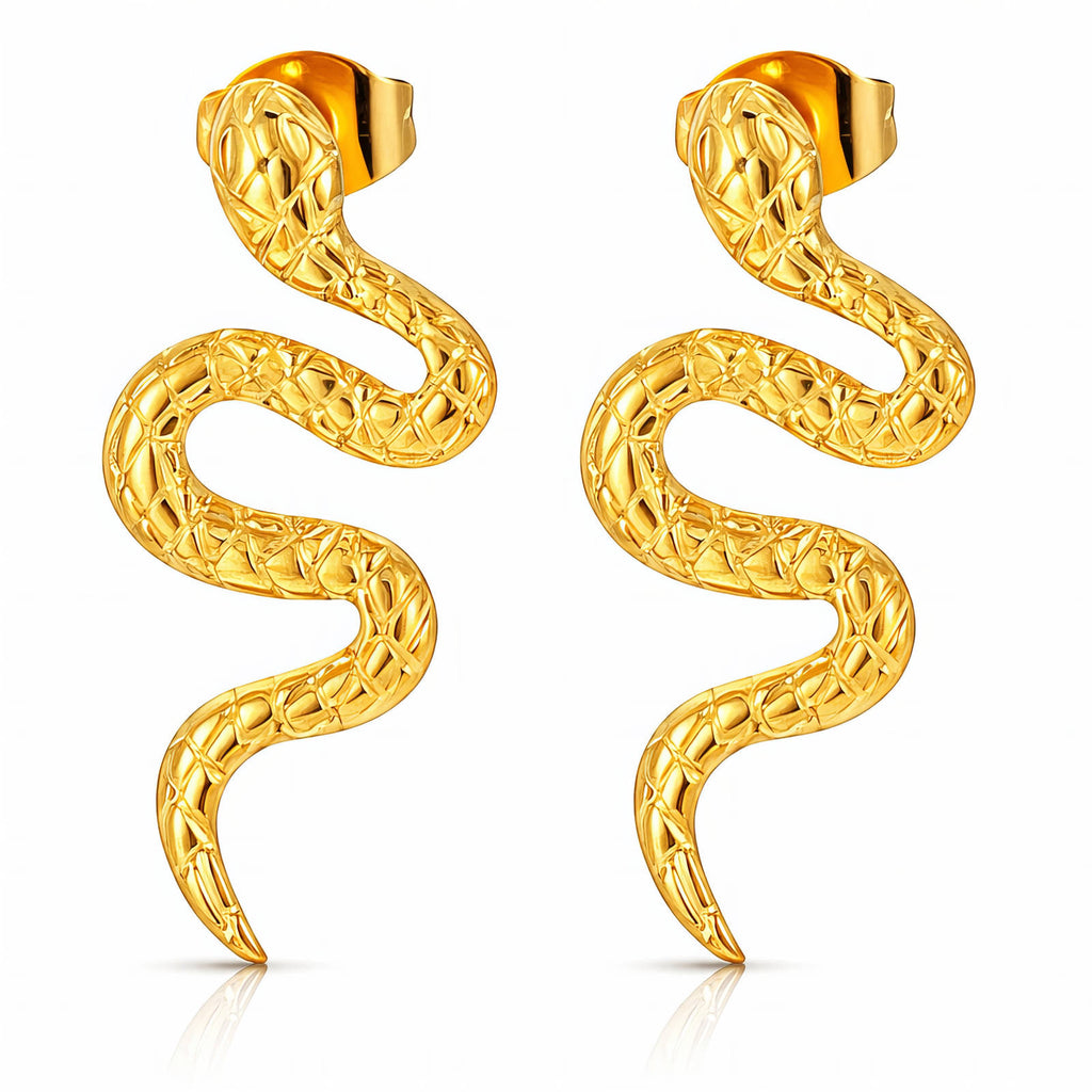 Snakes Earrings, 18K Gold Plated Steel