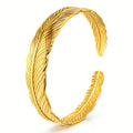 Feather Bracelet, 18K Gold Plated Steel