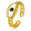 Evil Eye Ring, 18K Gold Plated Steel