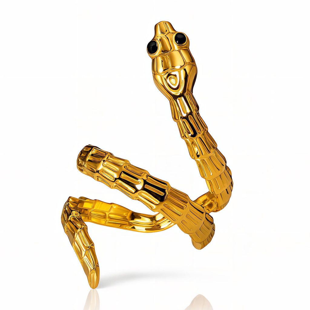 snake Ring, 18K Gold Plated Steel
