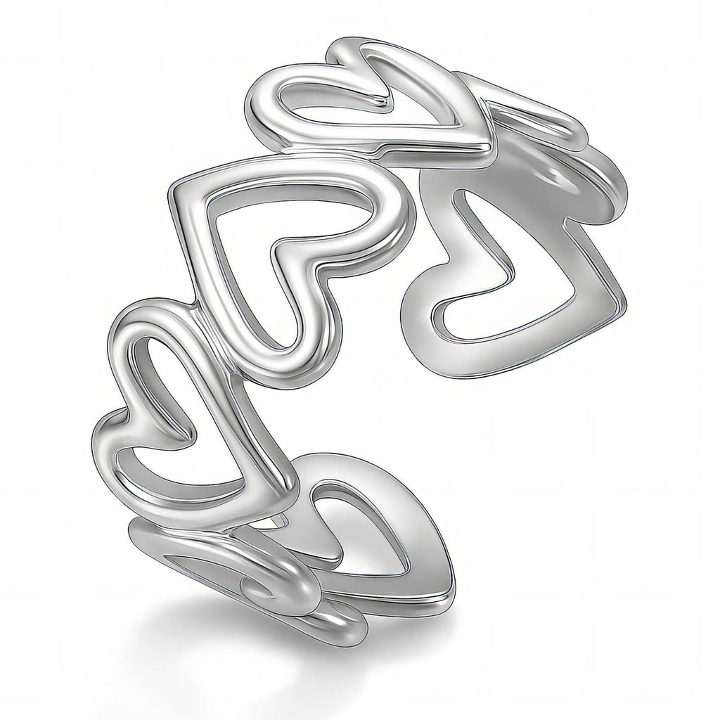 Hearts Ring, Stainless Steel