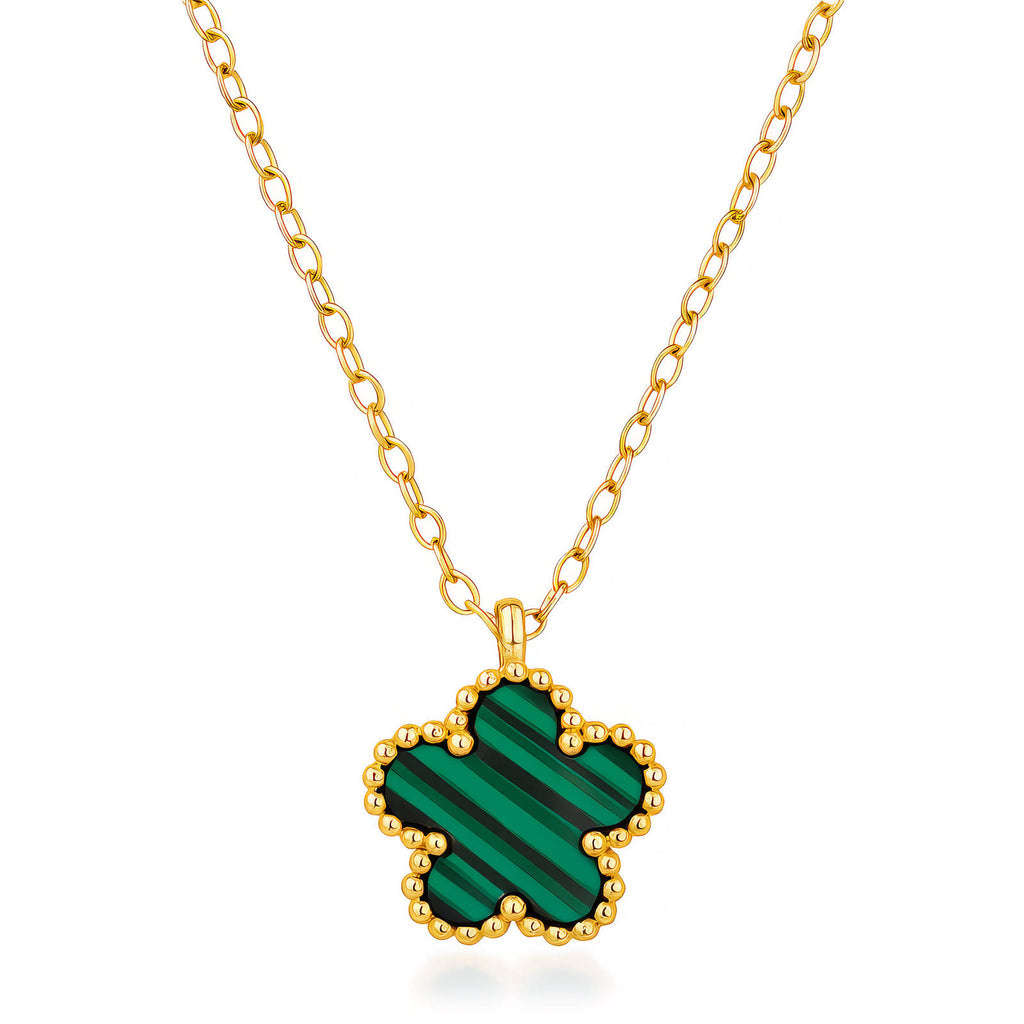 Flower Necklace, 18K Gold Plated Steel