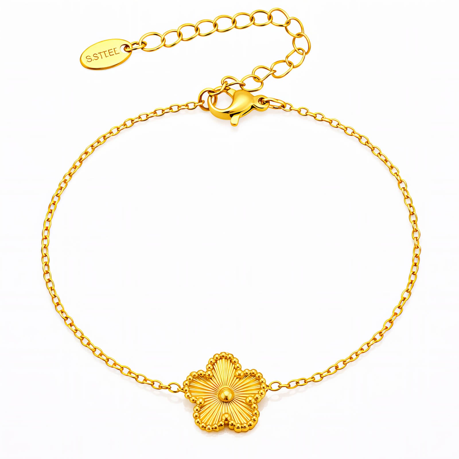 Flower Bracelet, 18K Gold Plated Steel