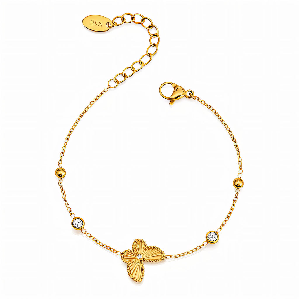 Butterfly Bracelet, 18K Gold Plated Steel