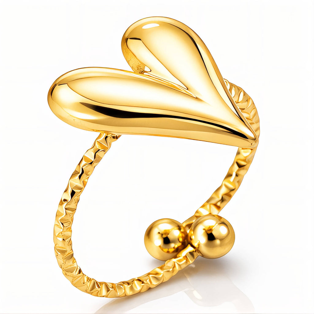 Heart Ring, 18K Gold Plated Steel