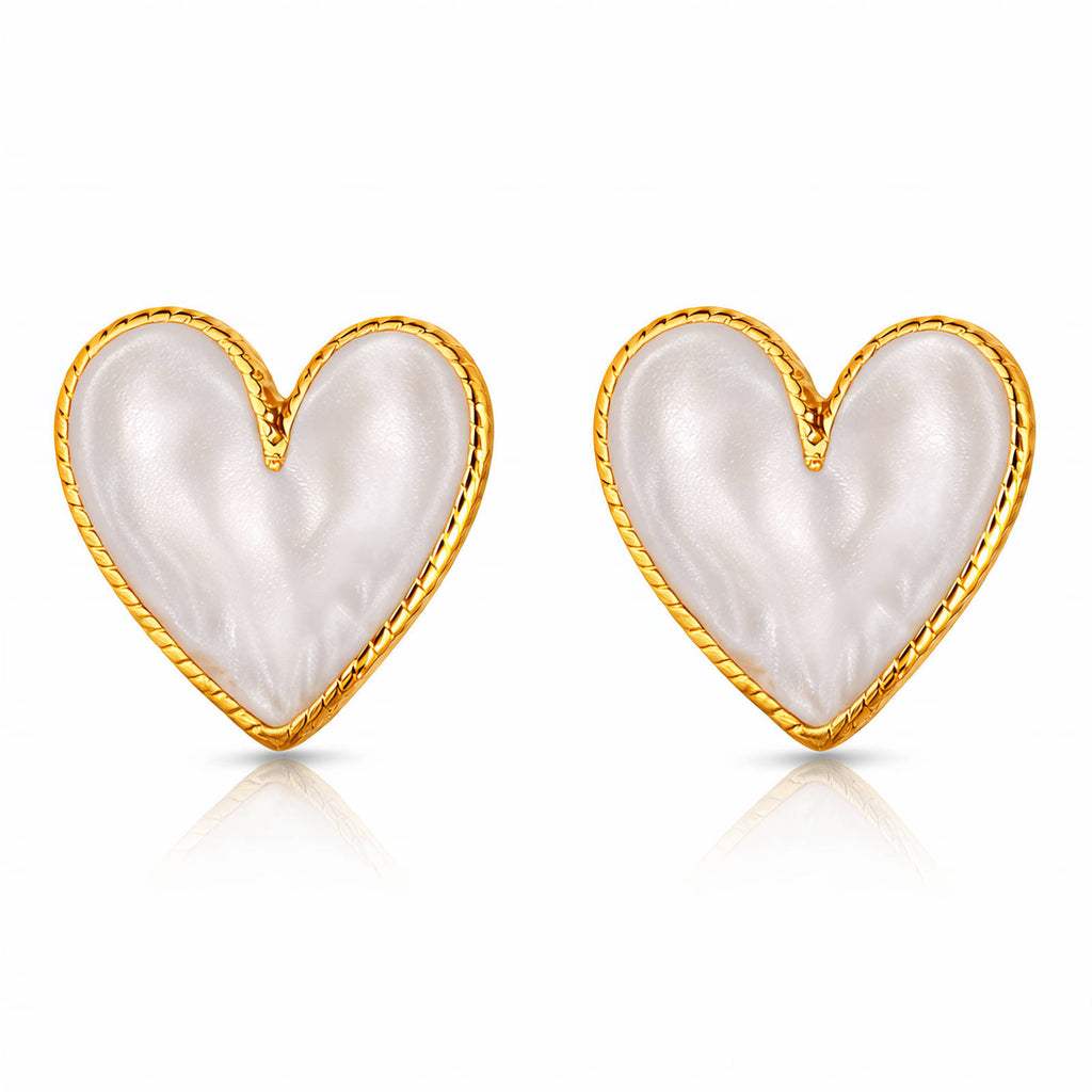 Hearts Earrings, 18K Gold Plated Steel