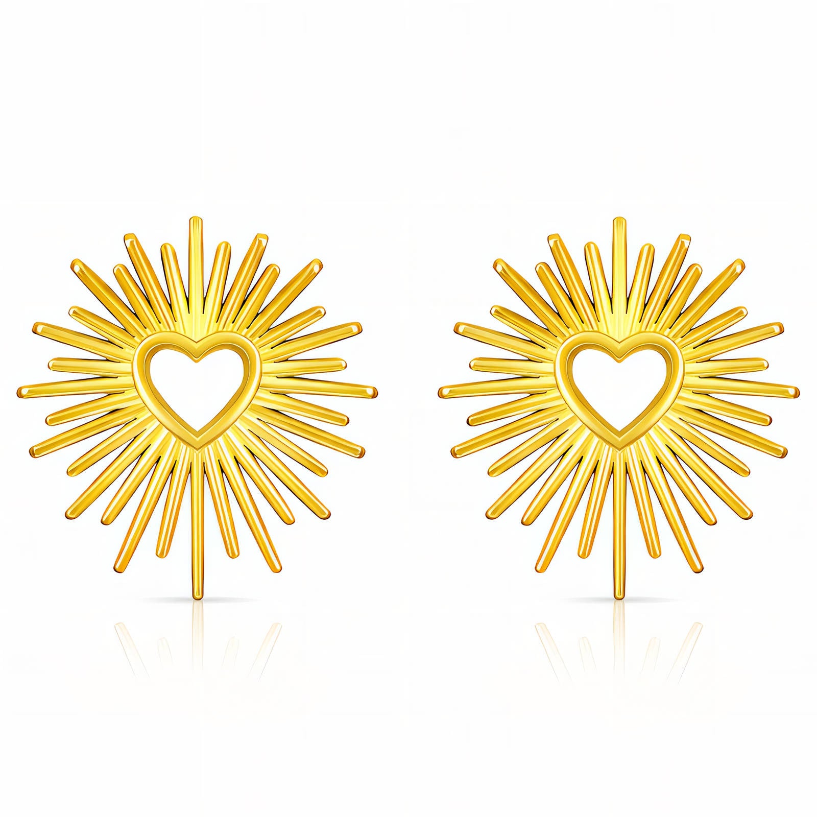 Hearts Earrings, 18K Gold Plated Steel