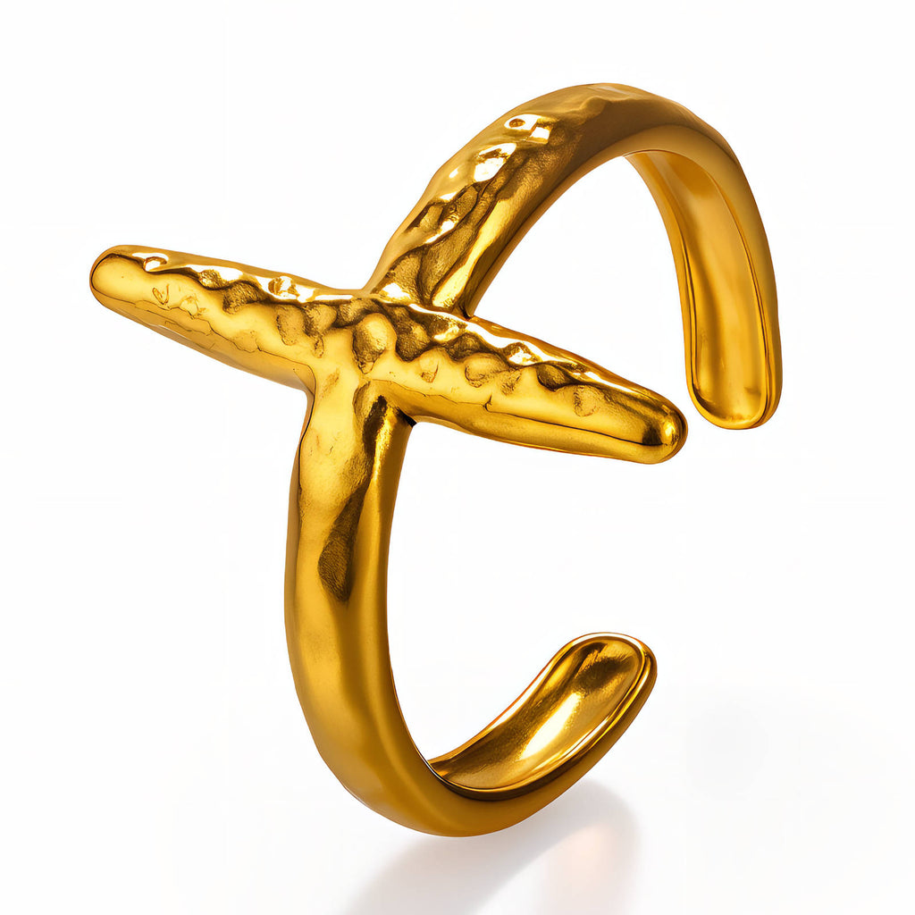 Crosses Ring, 18K Gold Plated Steel