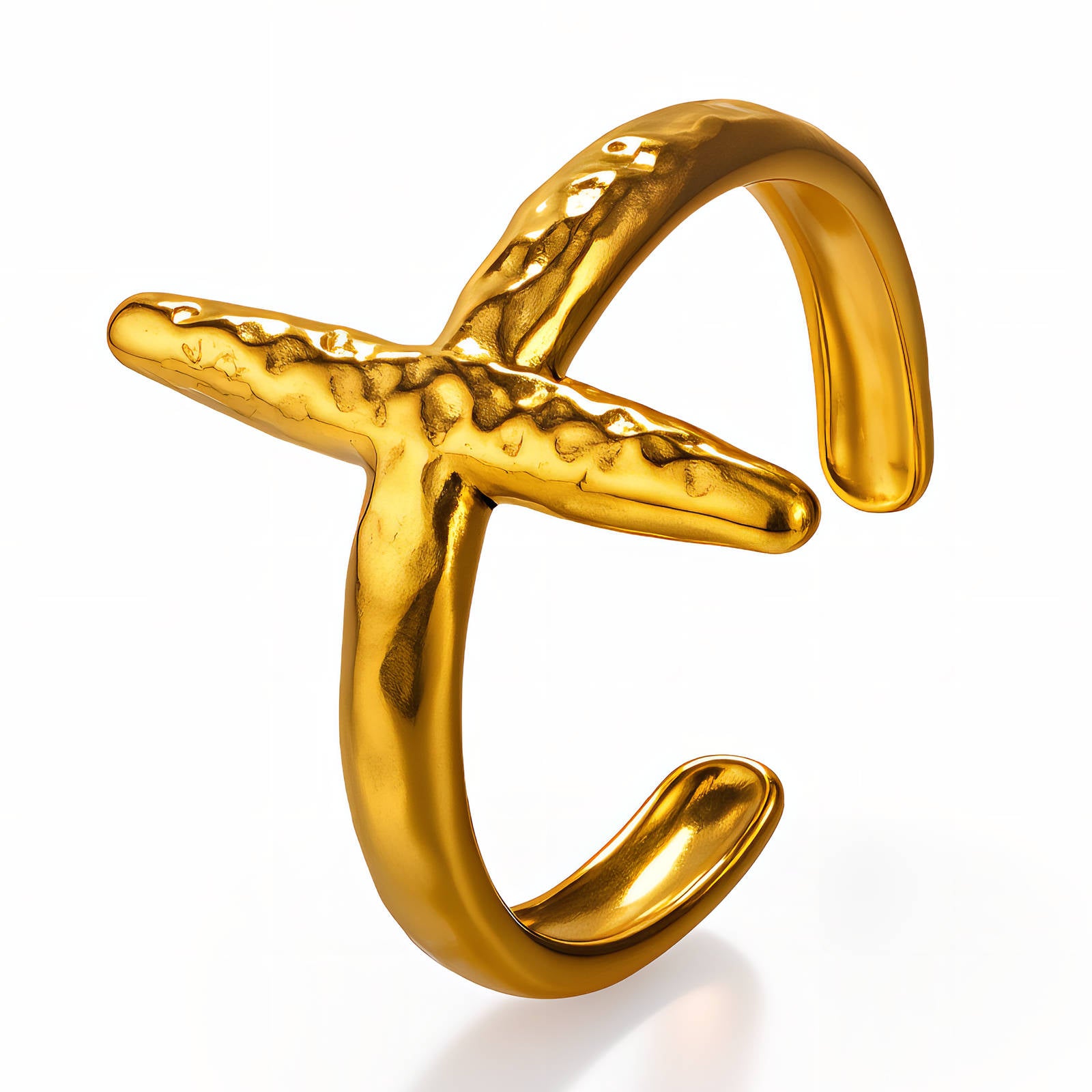 Crosses Ring, 18K Gold Plated Steel