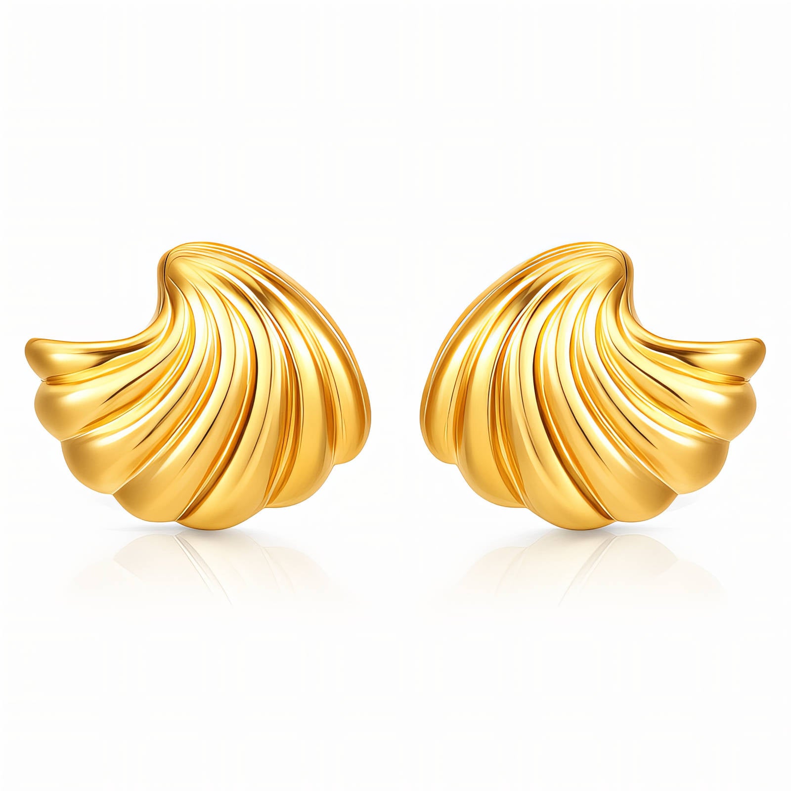 Seashells Earrings, 18K Gold Plated Steel