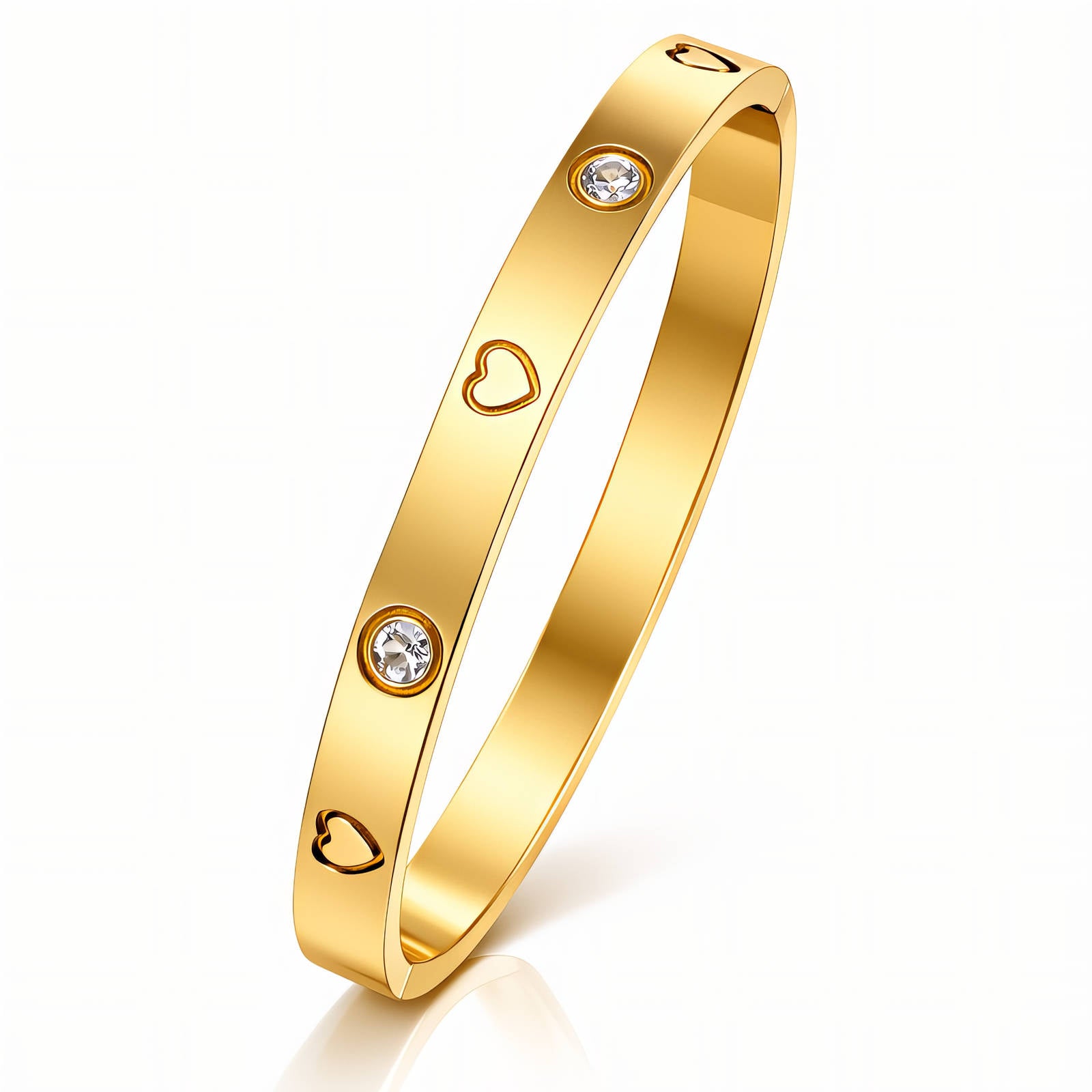 Hearts Bracelet, 18K Gold Plated Steel