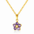 Flower Necklace, 18K Gold Plated Steel