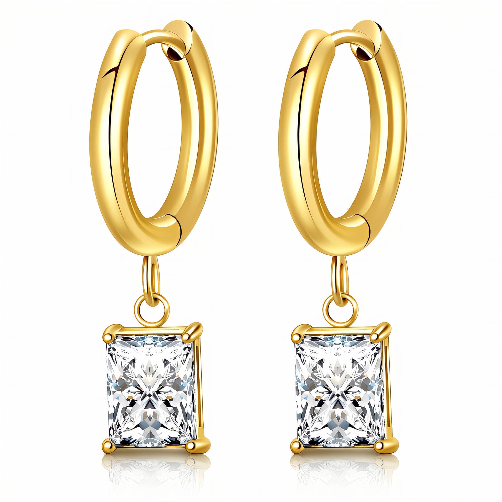 Earrings, 18K Gold Plated Steel