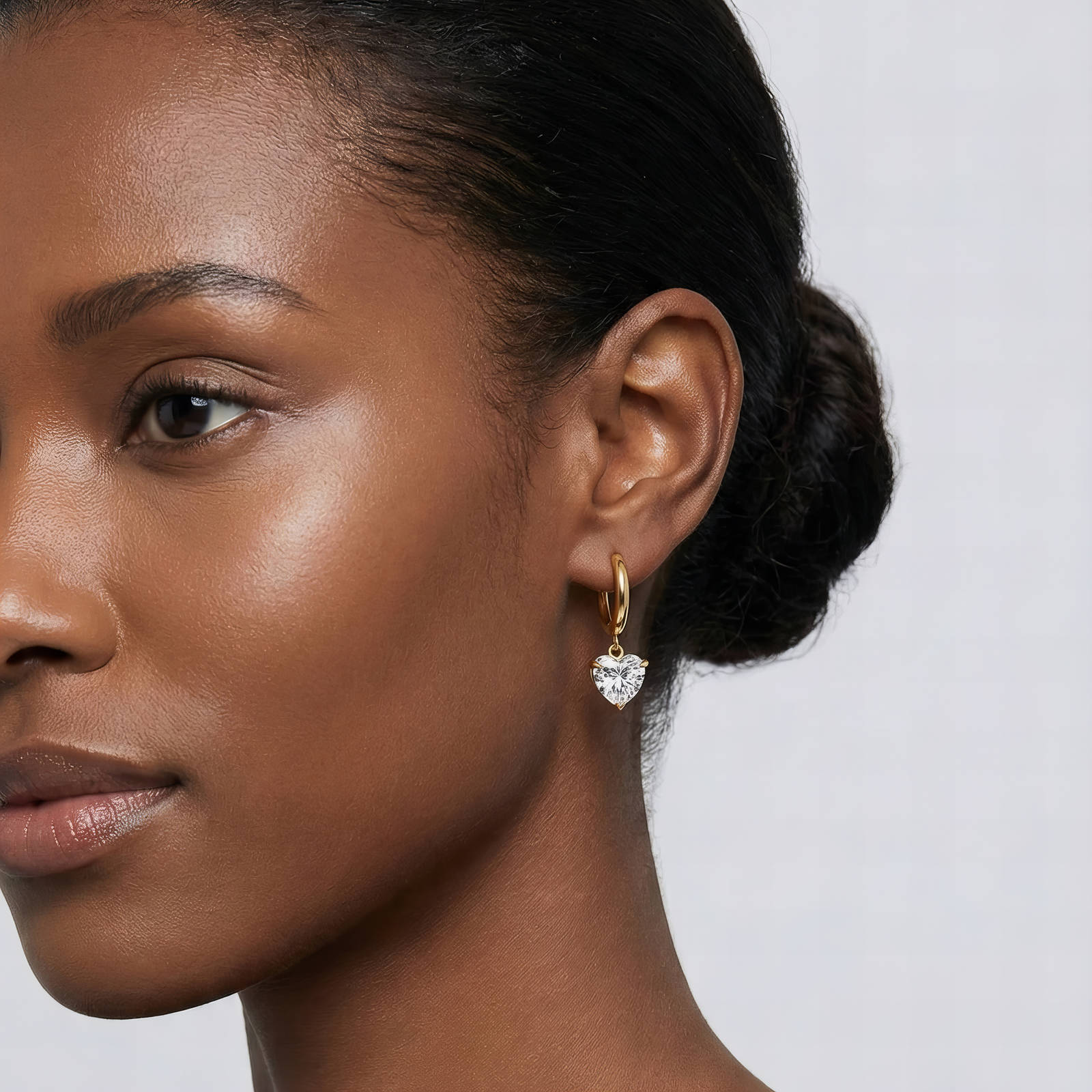 Hearts Earrings, 18K Gold Plated Steel