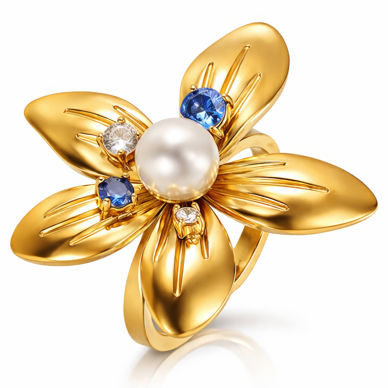 Flower Ring, 18K Gold Plated Steel