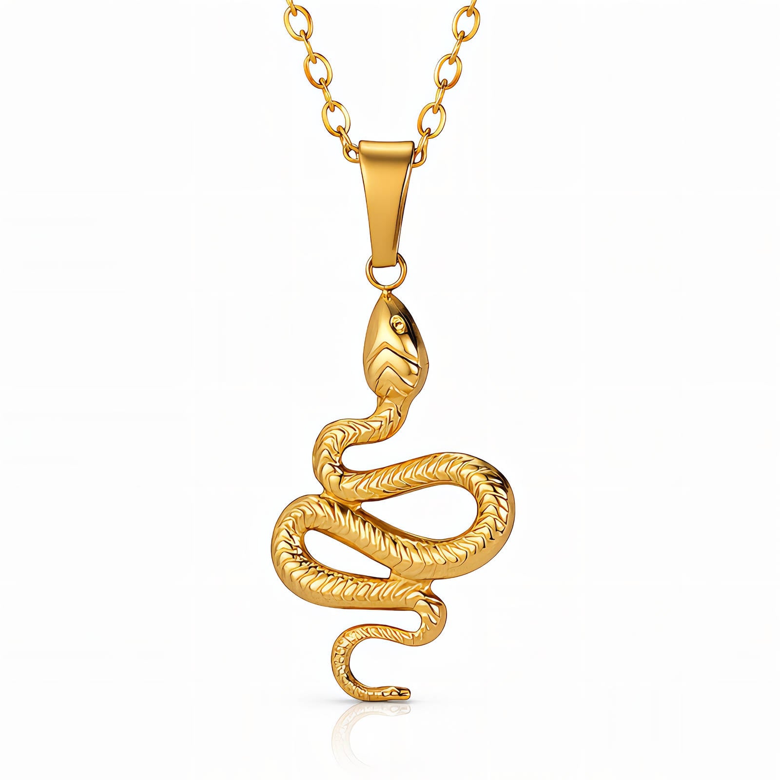 Snake Necklace, 18K Gold Plated Steel