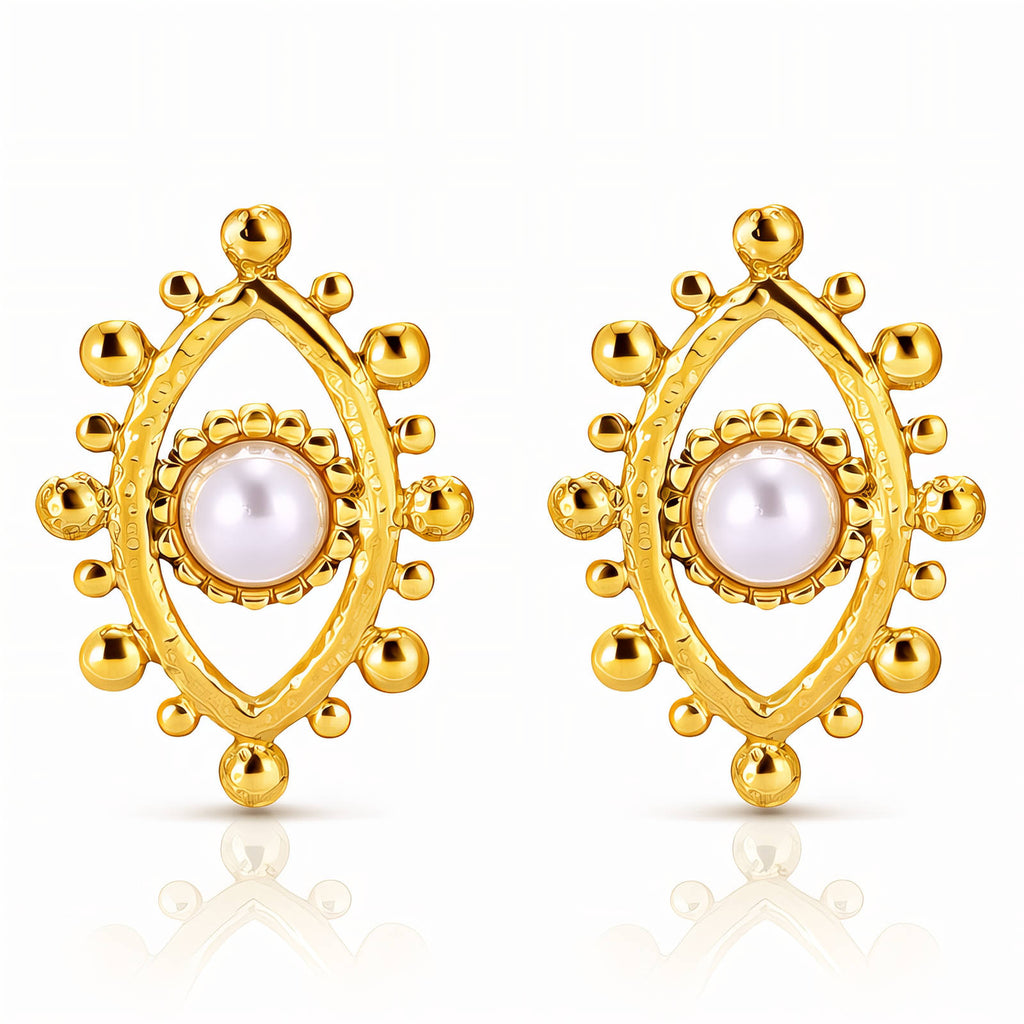 Evil Eyes Earrings, 18K Gold Plated Steel