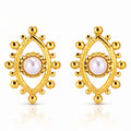 Evil Eyes Earrings, 18K Gold Plated Steel