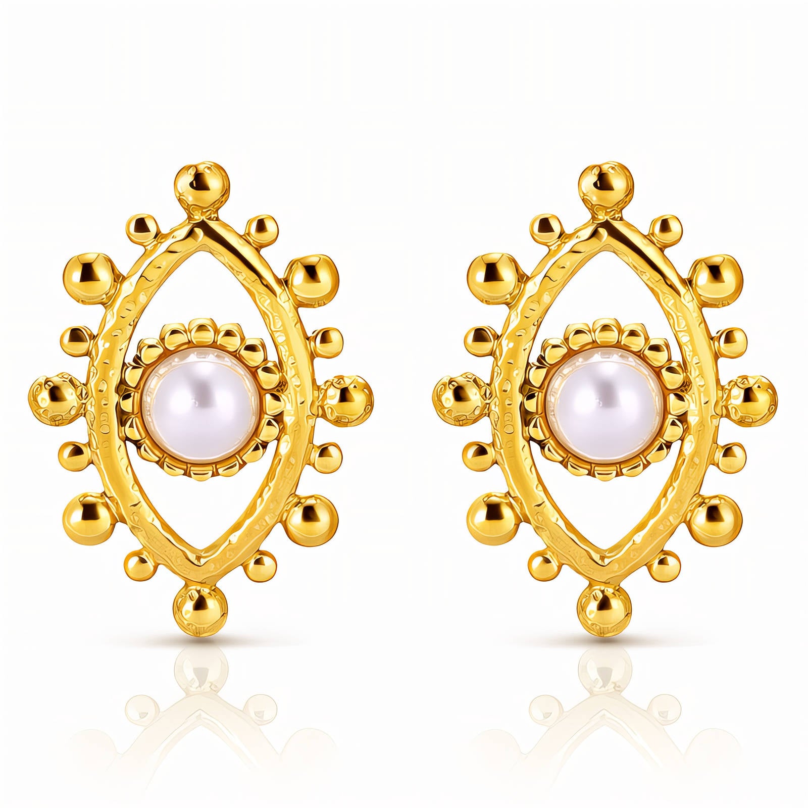 Evil Eyes Earrings, 18K Gold Plated Steel